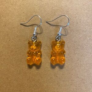 ☀️3/$9☀️ Orange Glitter Resin Gummy Bear Dangle Earring